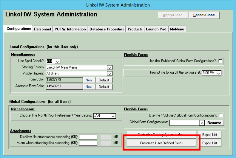 HLR Dynamic System Labels Admin Screen A
